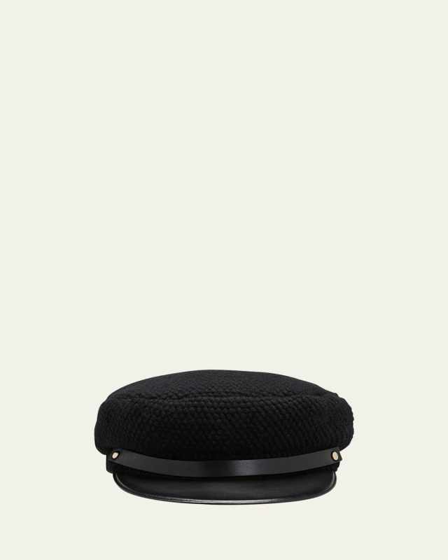 Woven Cashmere-Blend Newsboy Cap